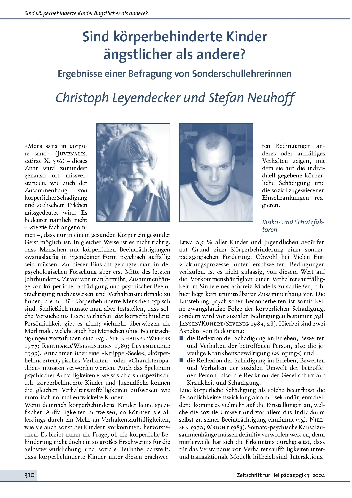 Zeitschrift für Heilpädagogik Artikel