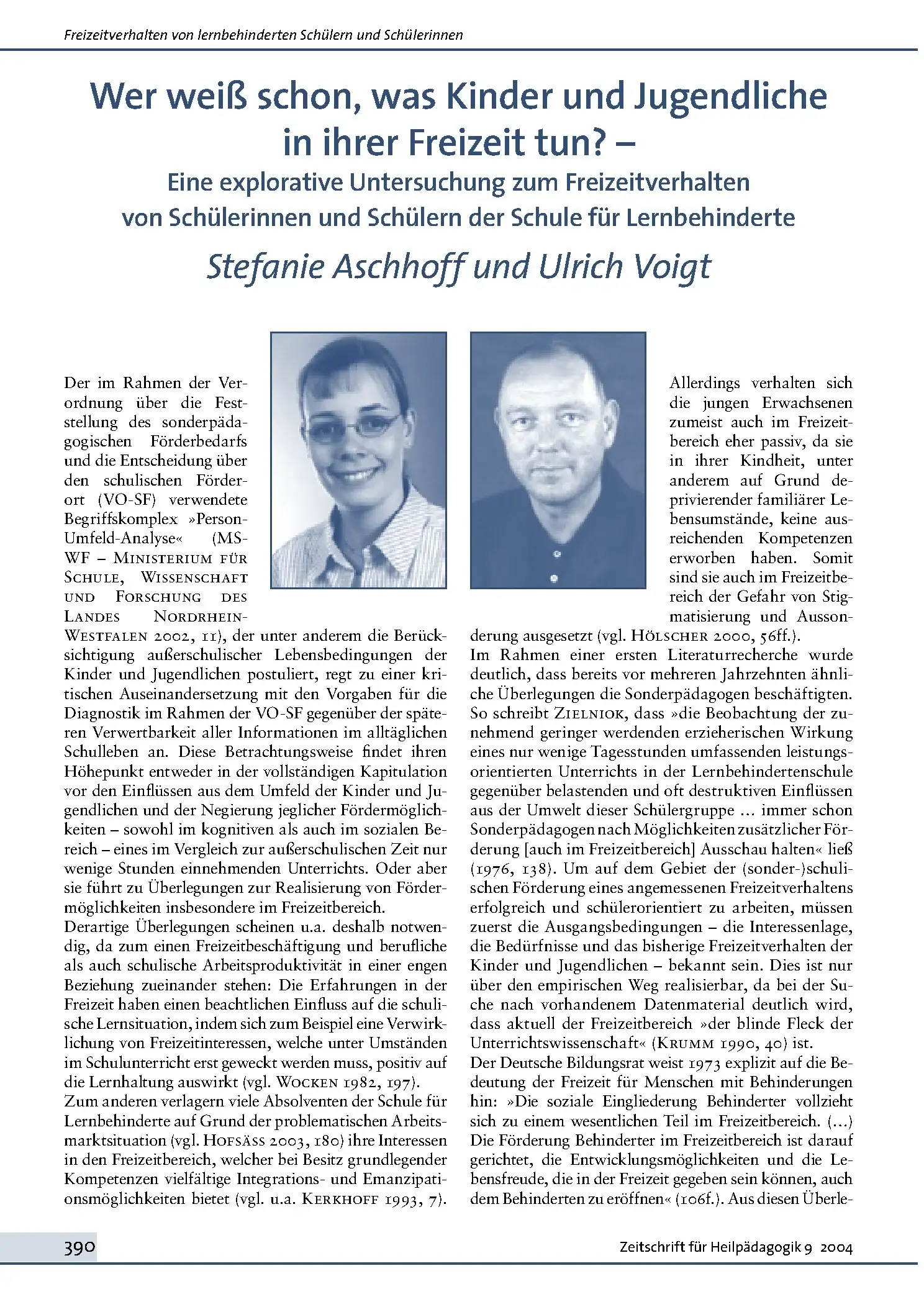 Zeitschrift für Heilpädagogik Artikel