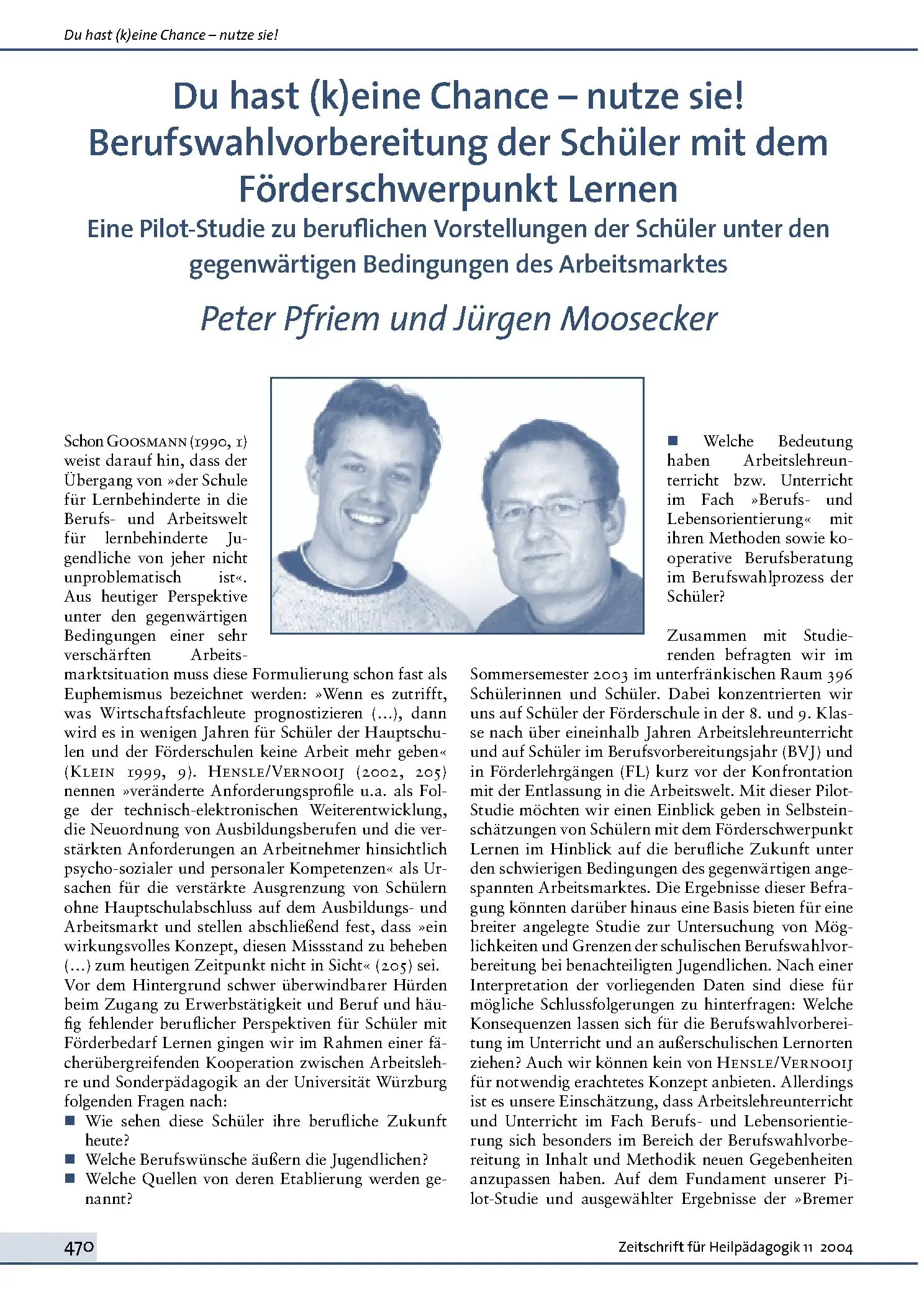 Zeitschrift für Heilpädagogik Artikel