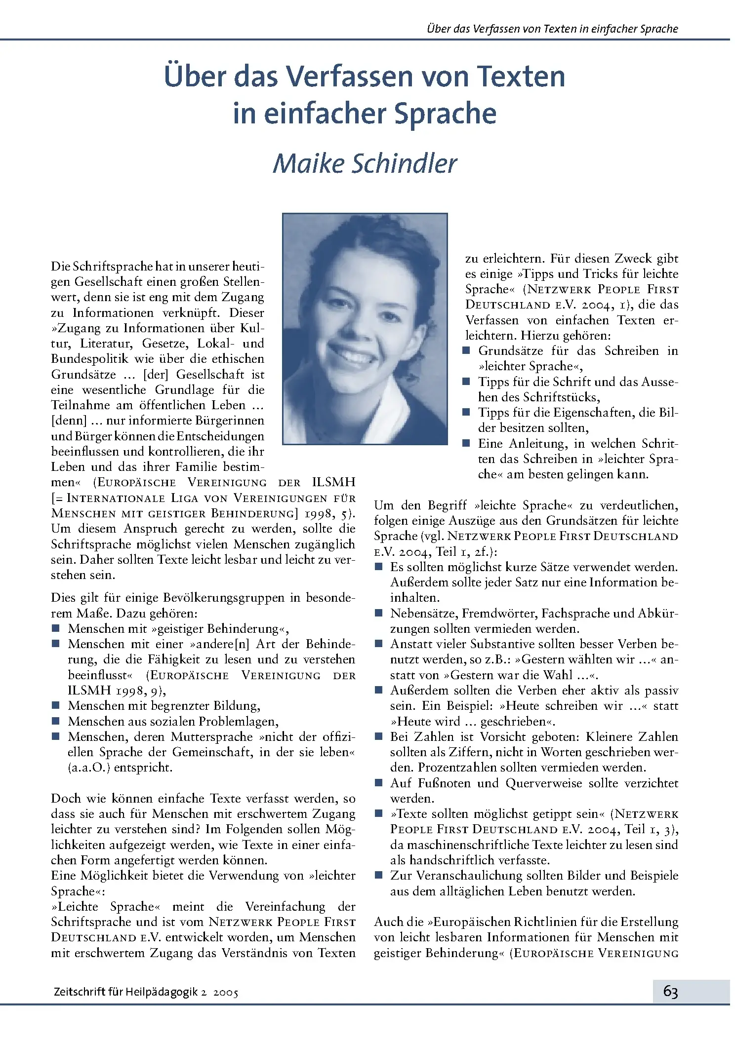 Zeitschrift für Heilpädagogik Artikel