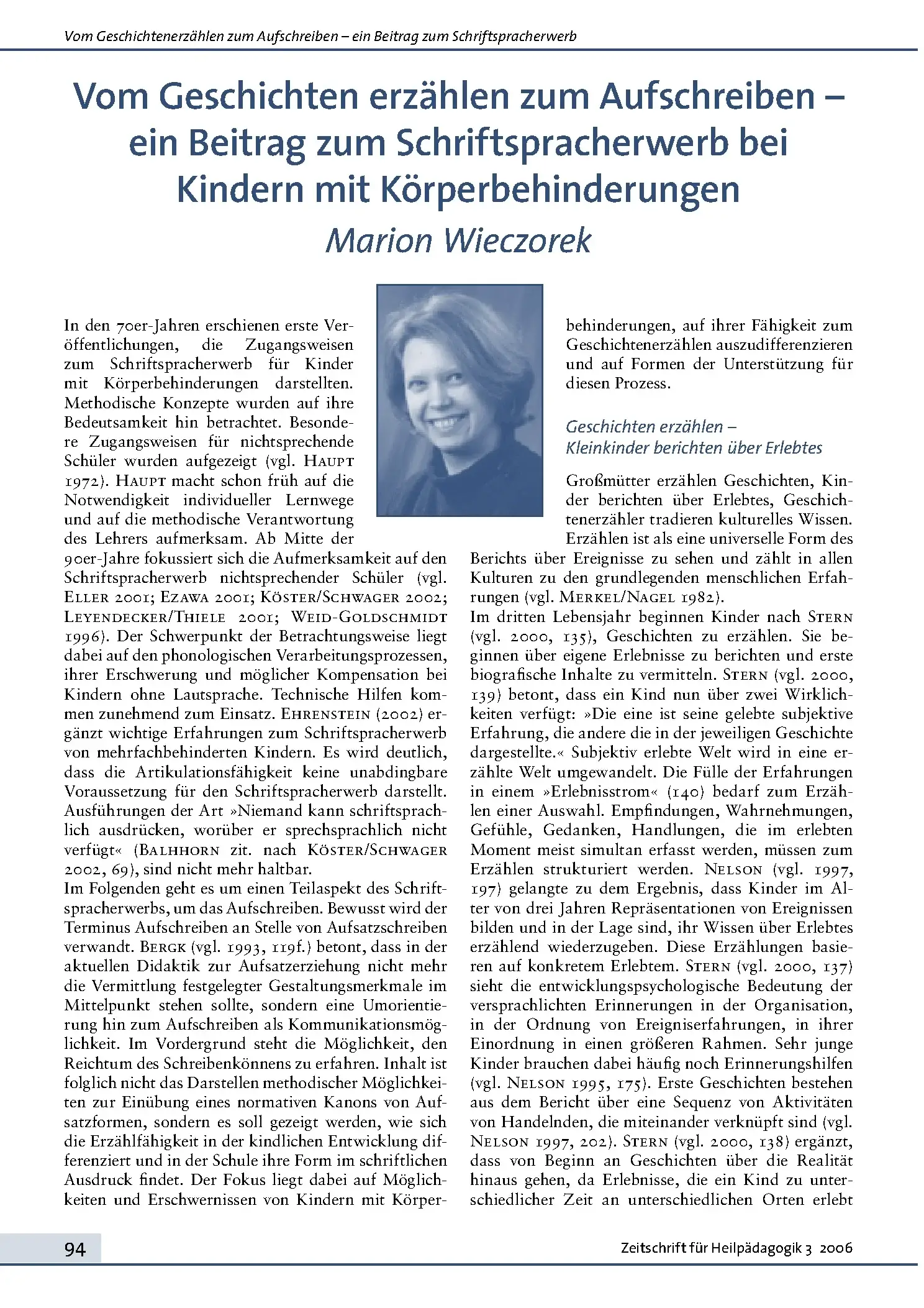 Zeitschrift für Heilpädagogik Artikel