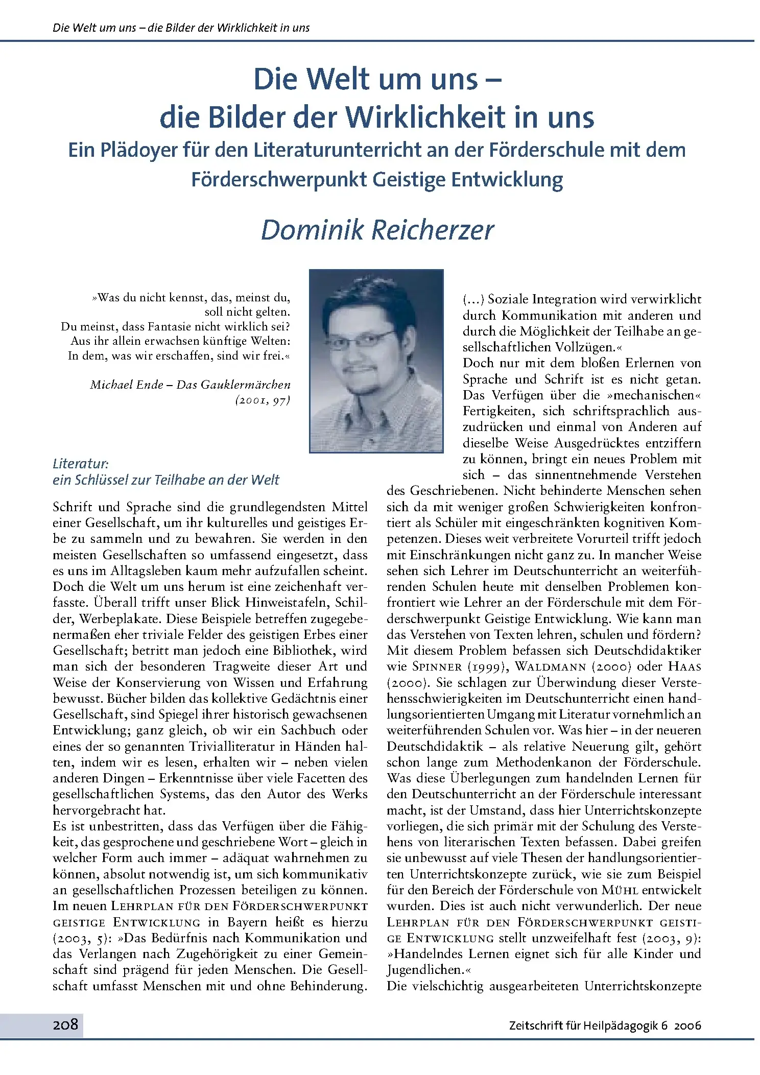 Zeitschrift für Heilpädagogik Artikel