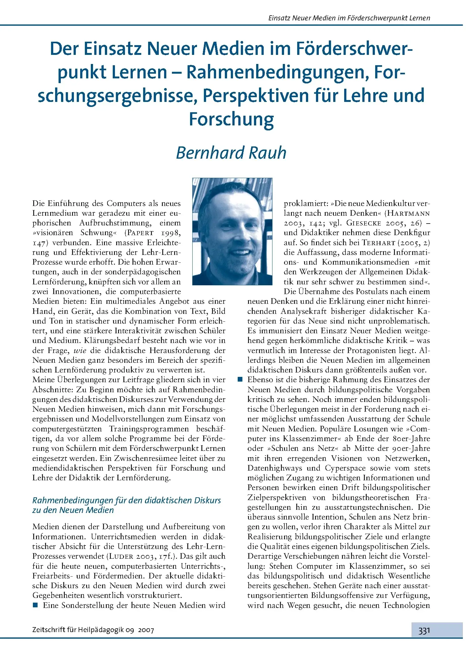 Zeitschrift für Heilpädagogik Artikel