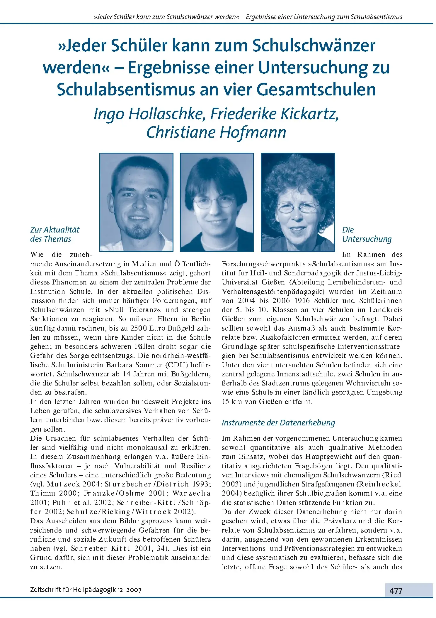 Zeitschrift für Heilpädagogik Artikel