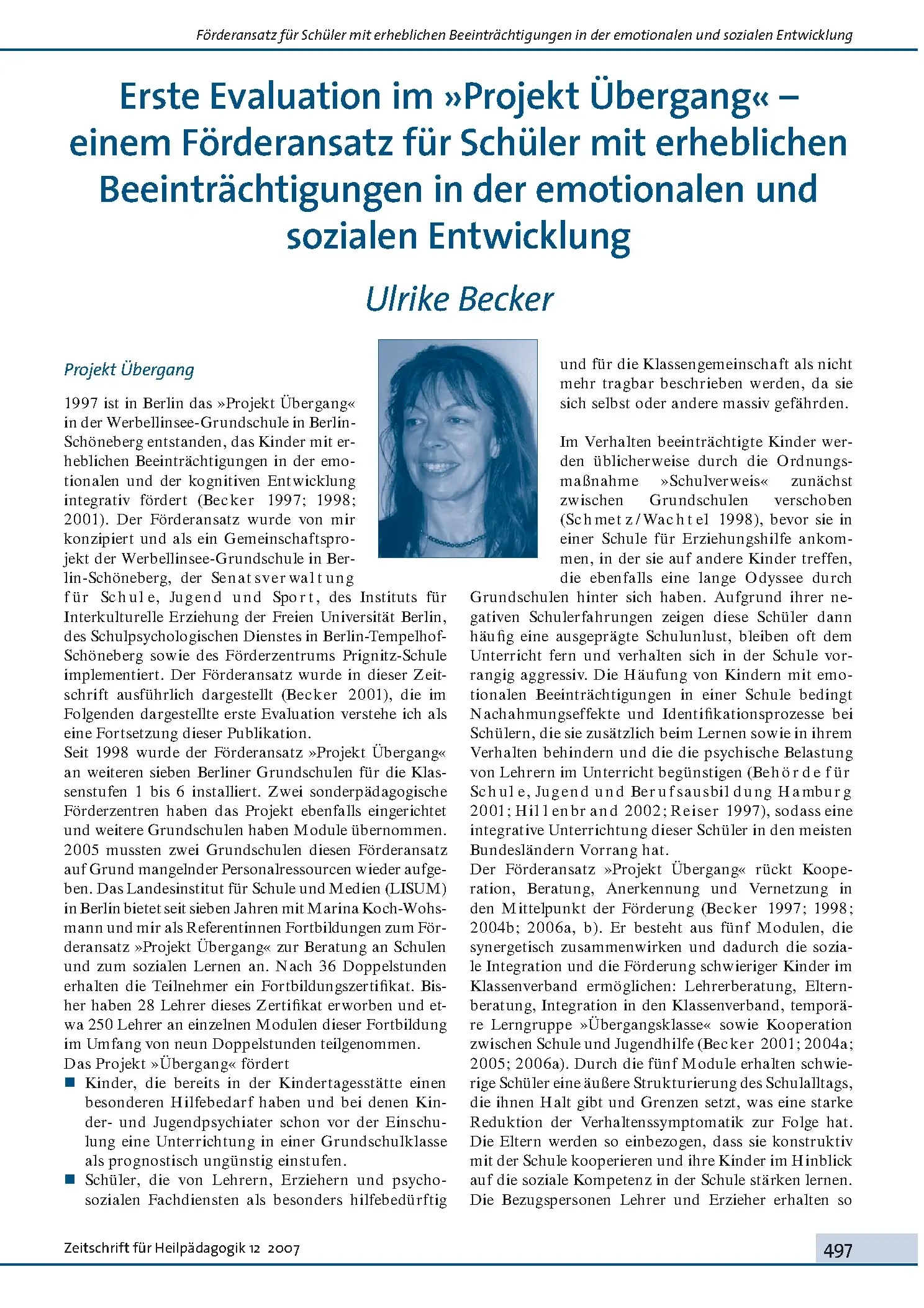 Zeitschrift für Heilpädagogik Artikel
