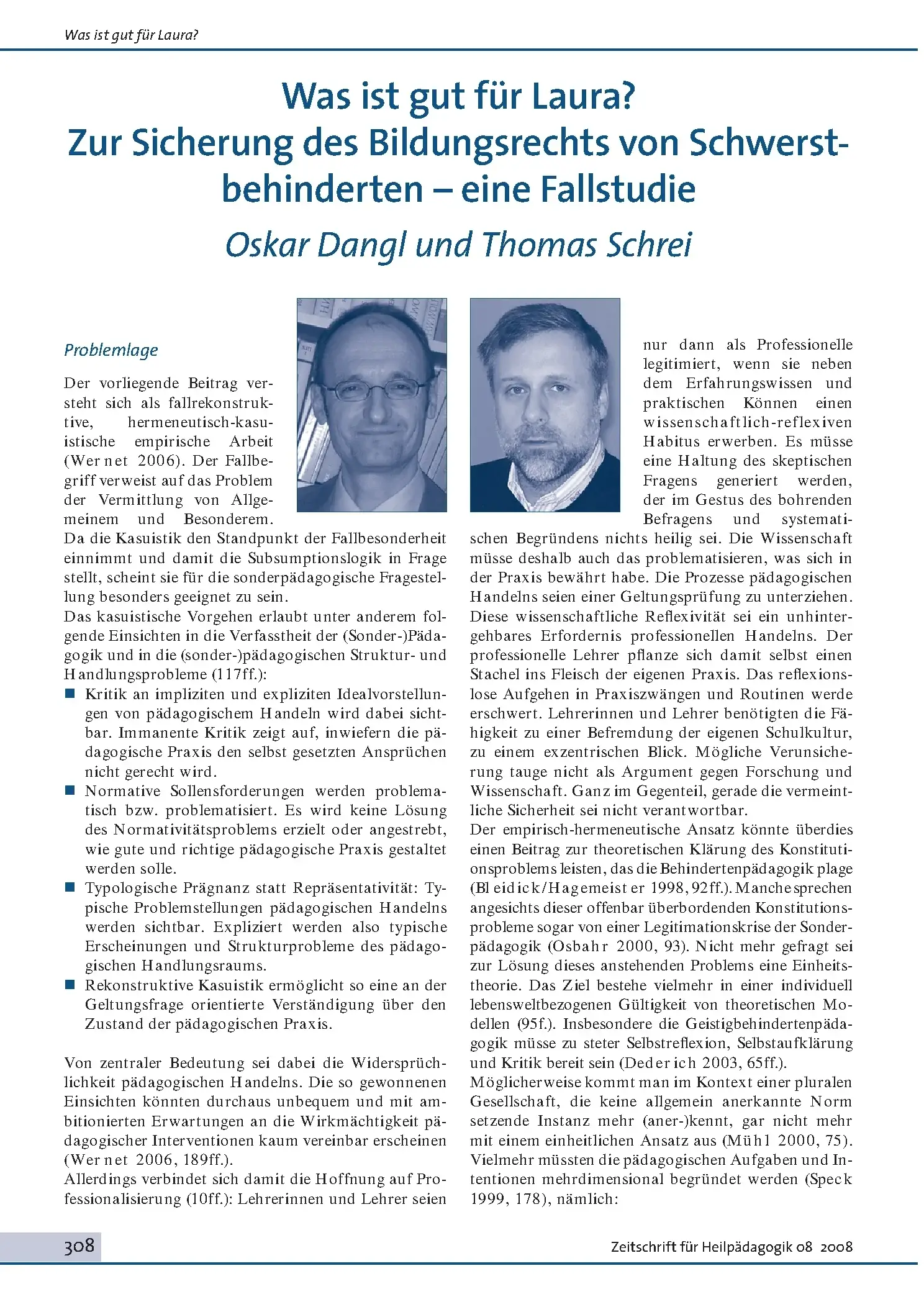 Zeitschrift für Heilpädagogik Artikel