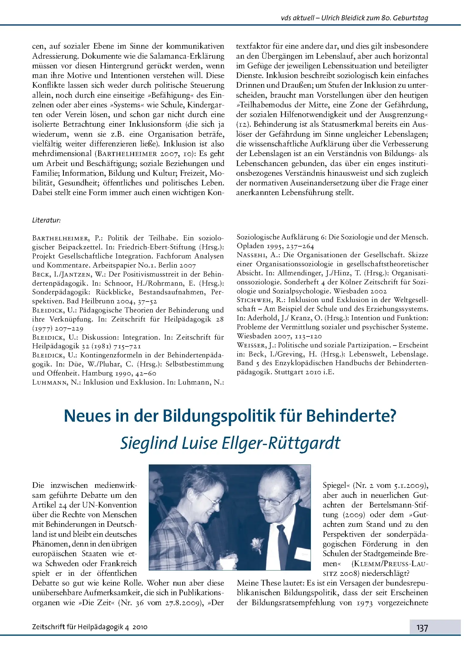 Zeitschrift für Heilpädagogik Artikel