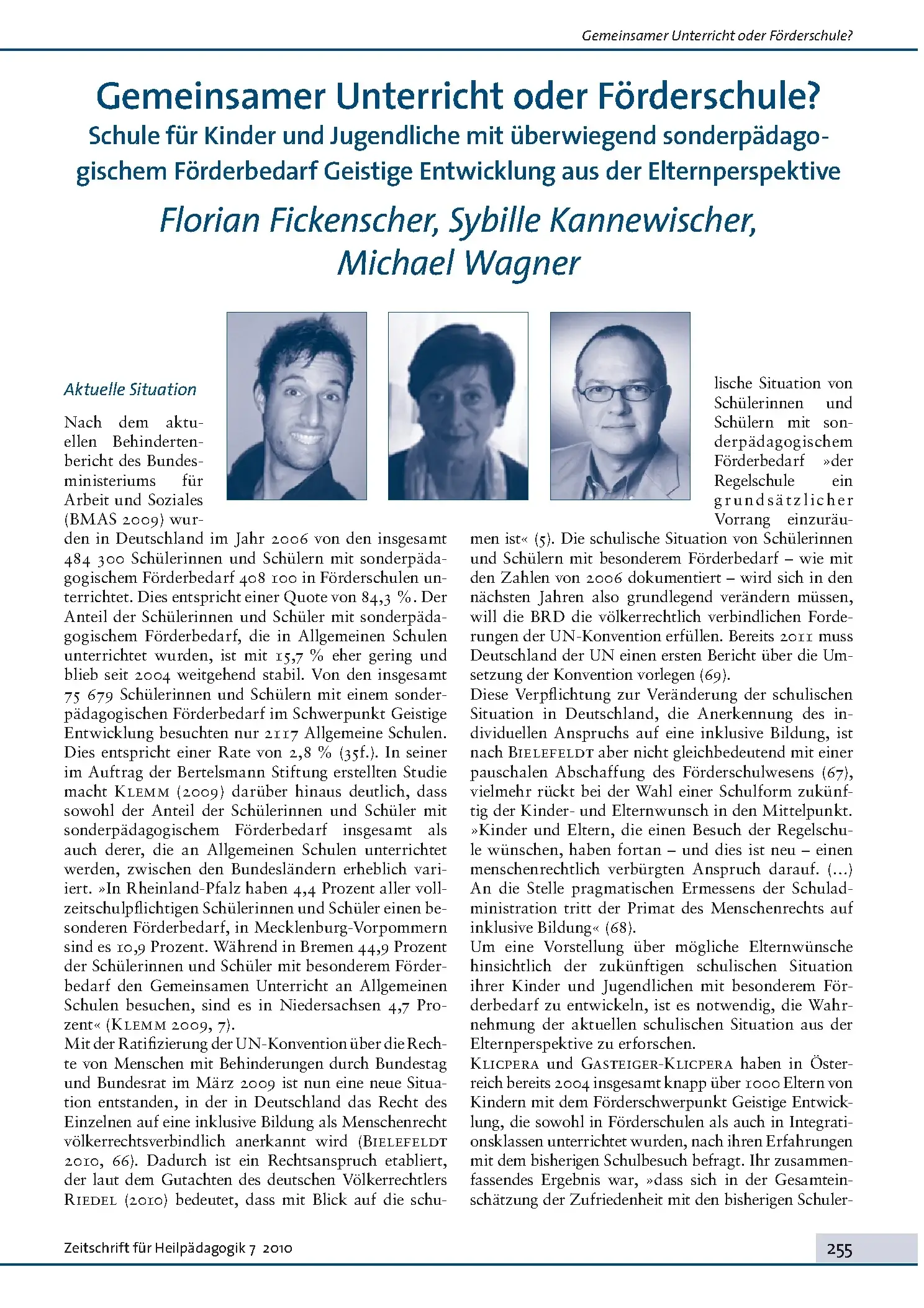 Zeitschrift für Heilpädagogik Artikel