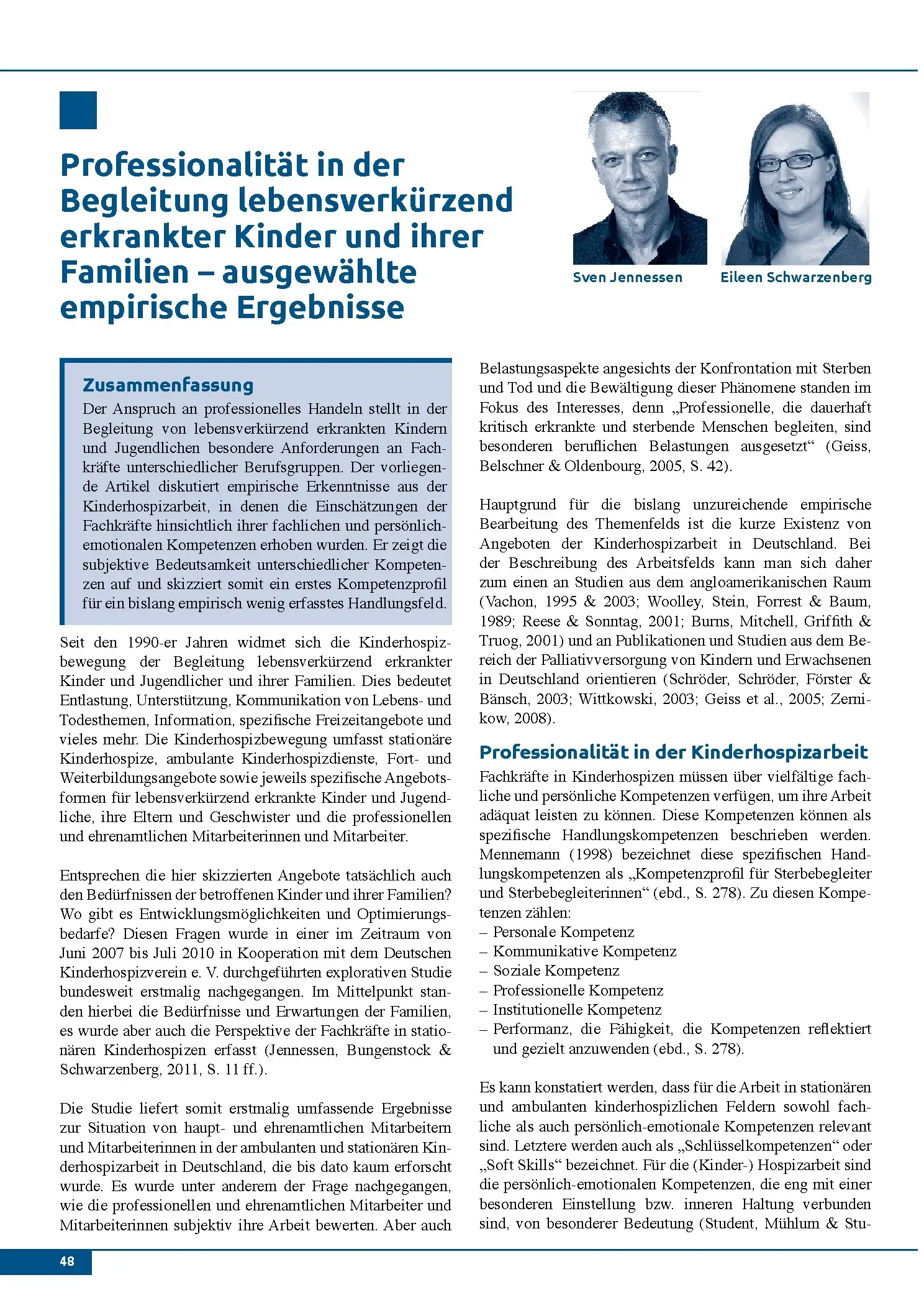 Professionalität in der Begleitung lebensverkürzend erkrankter Kinder und ihrer Familien - ausgewählte empirische Ergebnisse