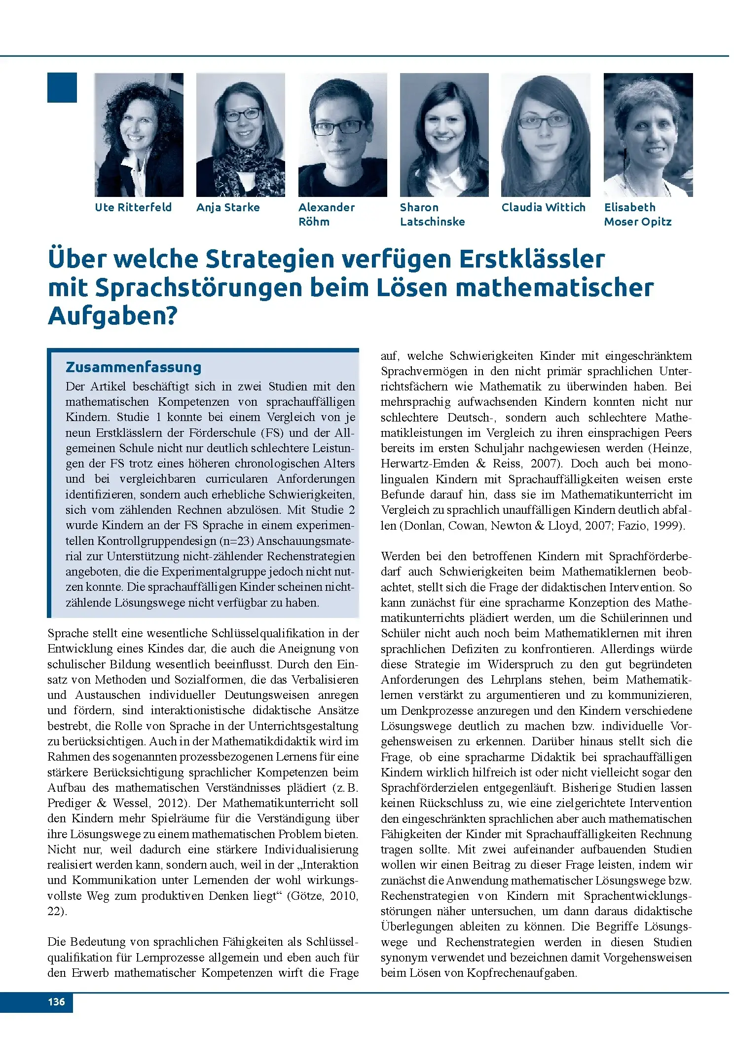 Über welche Strategien verfügen Erstklässler mit Sprachstörungen beim Lösen mathematischer Aufgaben?