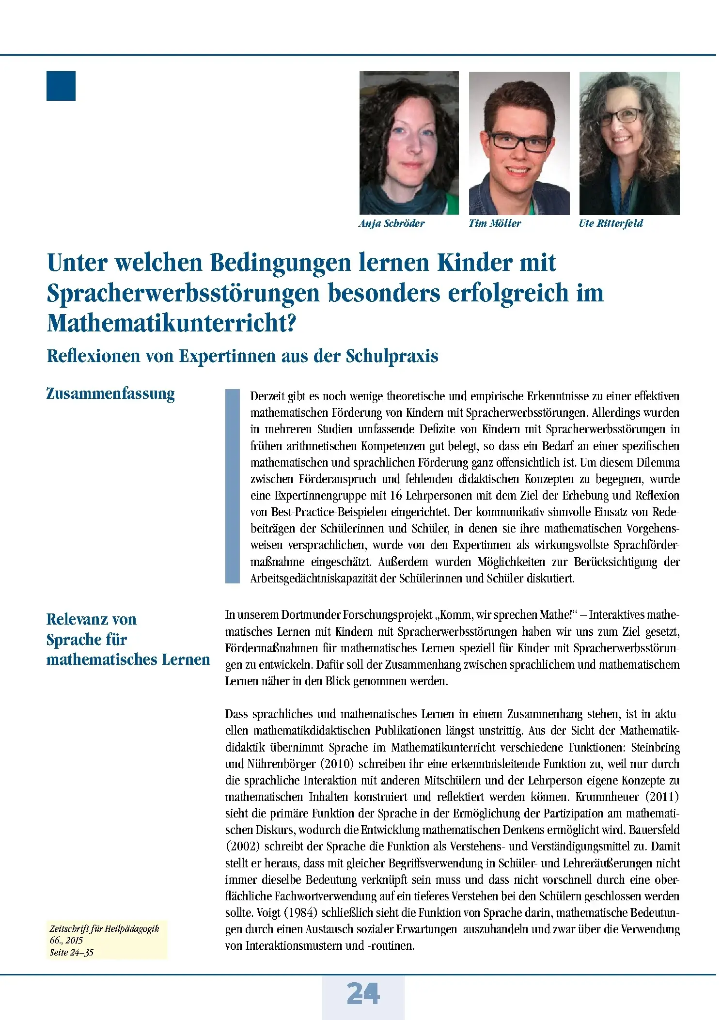 Zeitschrift für Heilpädagogik Artikel