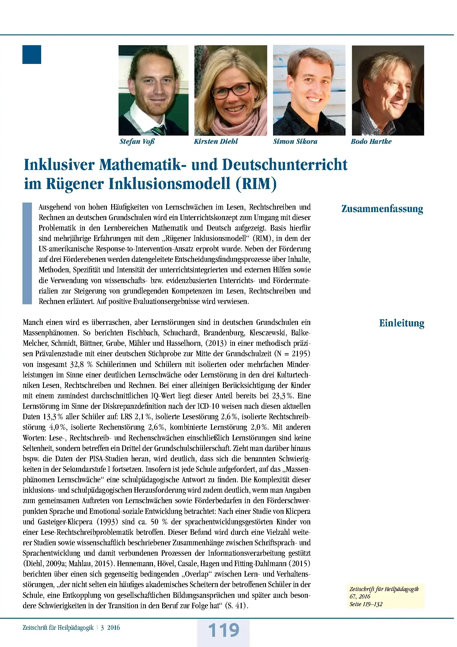 Zeitschrift für Heilpädagogik Artikel