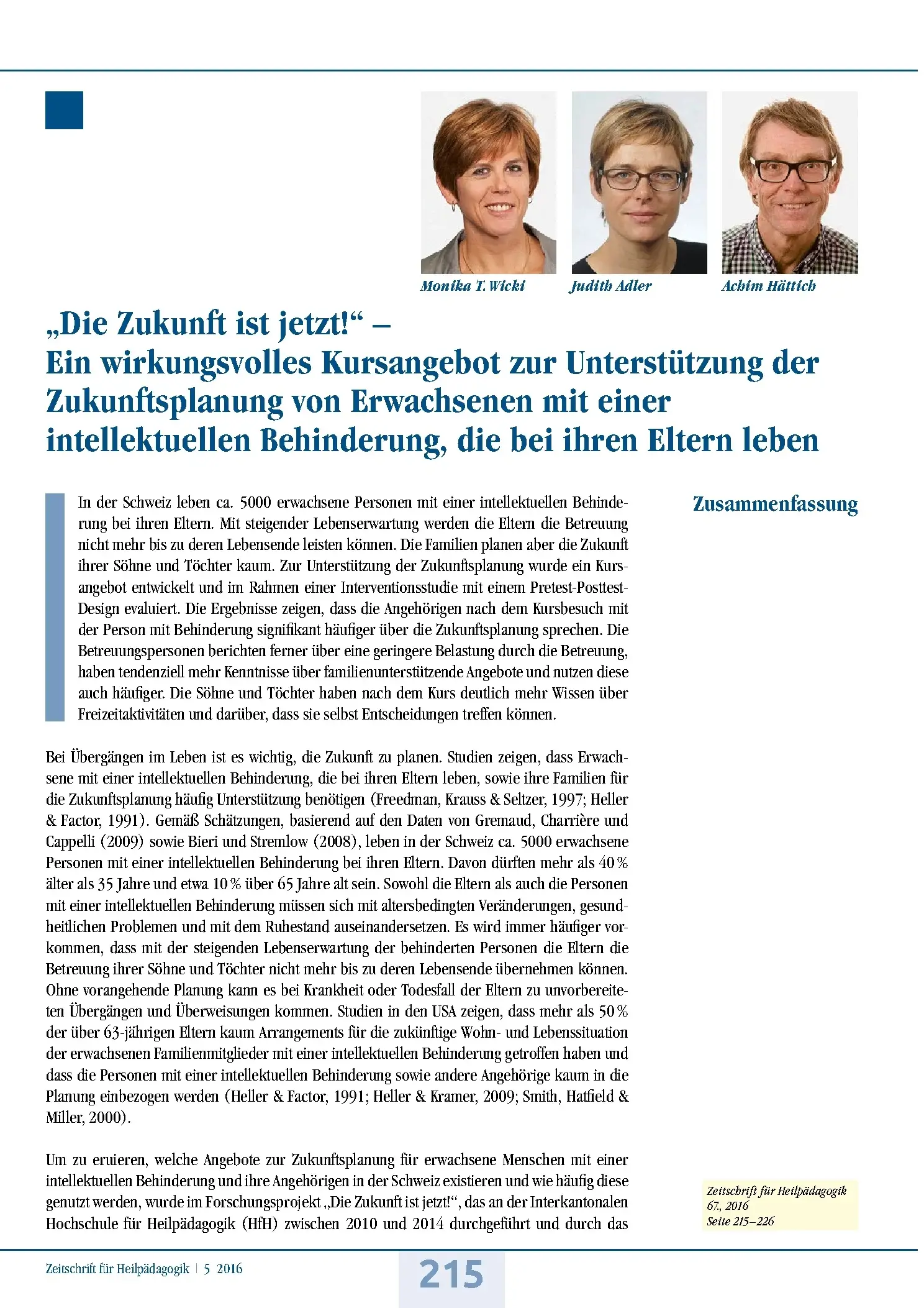 Zeitschrift für Heilpädagogik Artikel