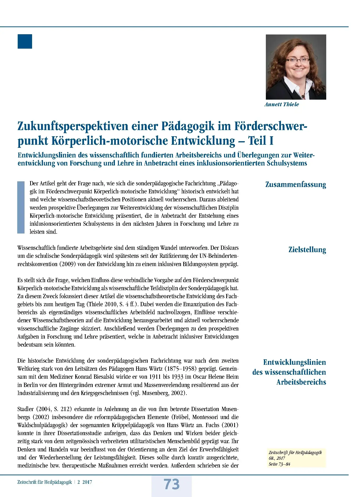 Zeitschrift für Heilpädagogik Artikel
