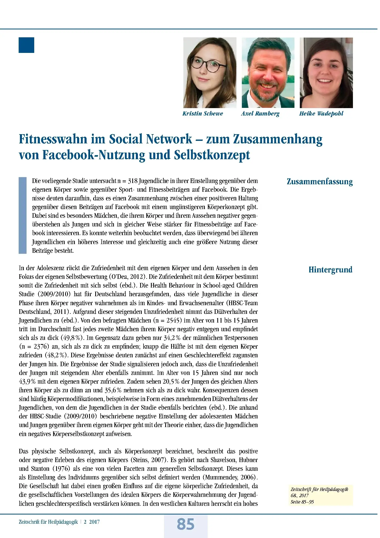 Zeitschrift für Heilpädagogik Artikel