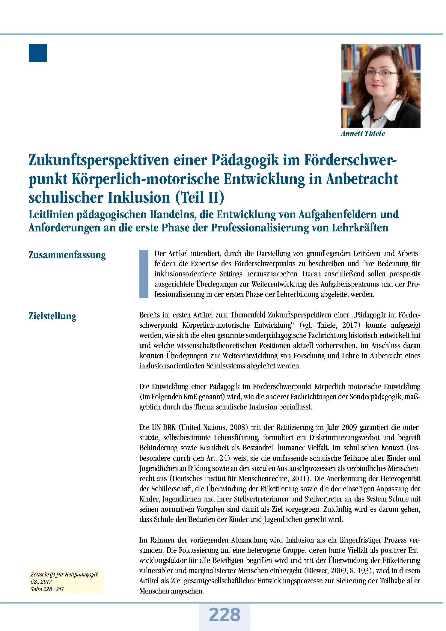 Zeitschrift für Heilpädagogik Artikel