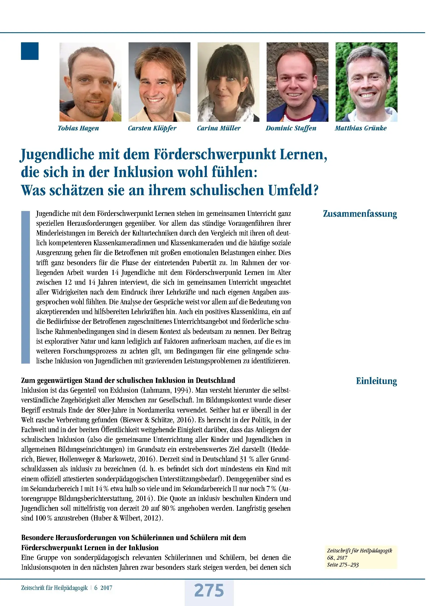 Zeitschrift für Heilpädagogik Artikel