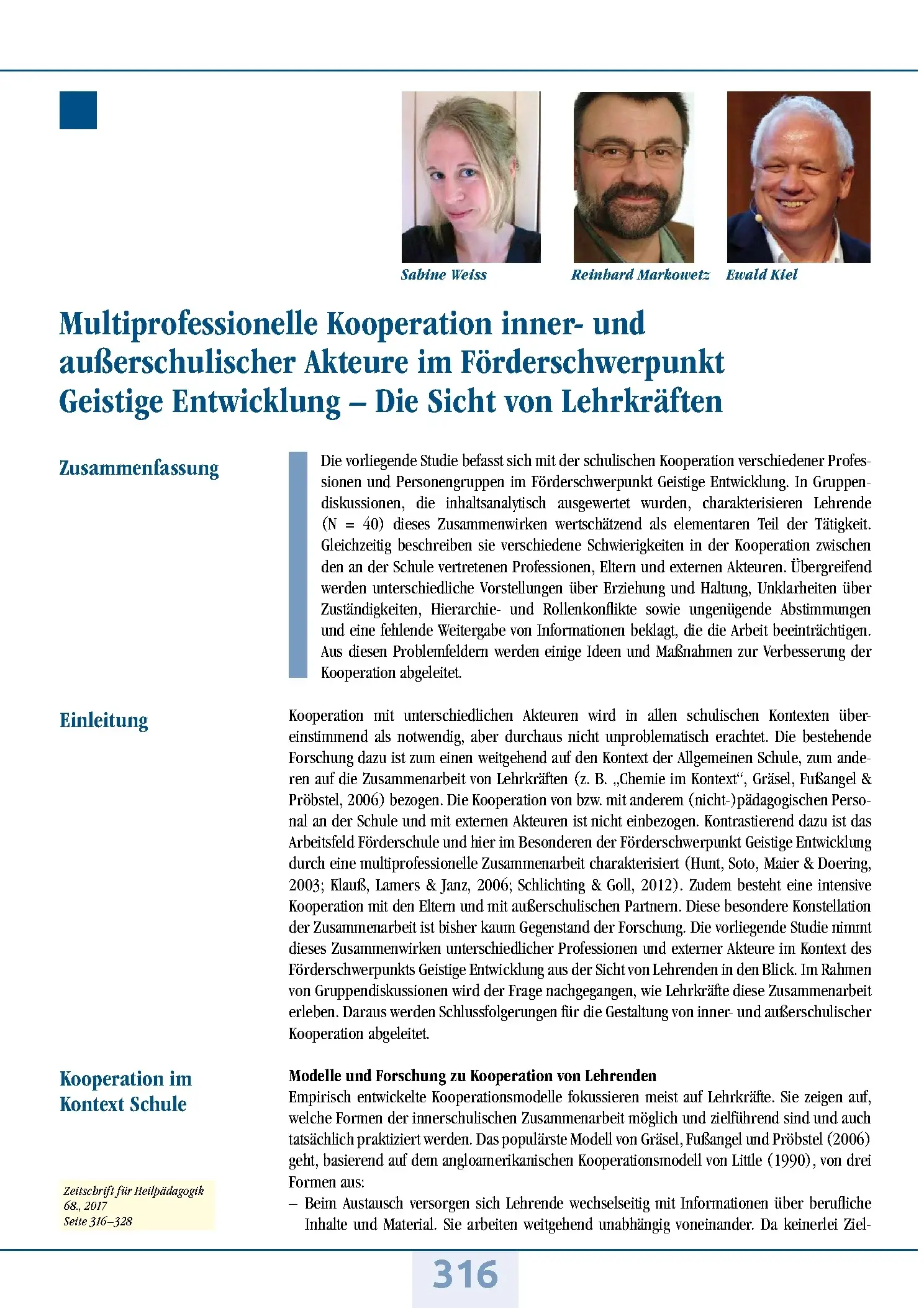 Zeitschrift für Heilpädagogik Artikel