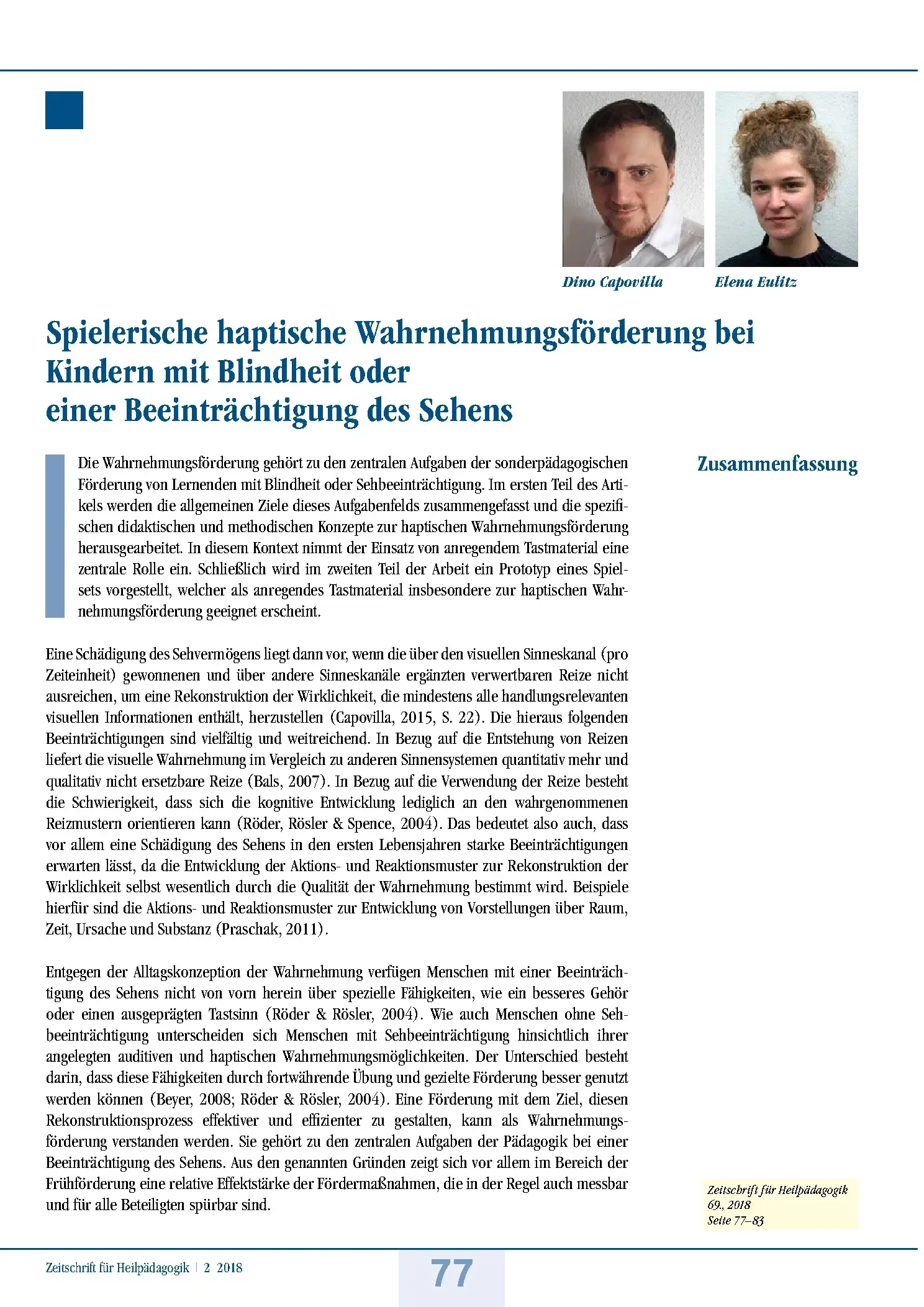 Zeitschrift für Heilpädagogik Artikel