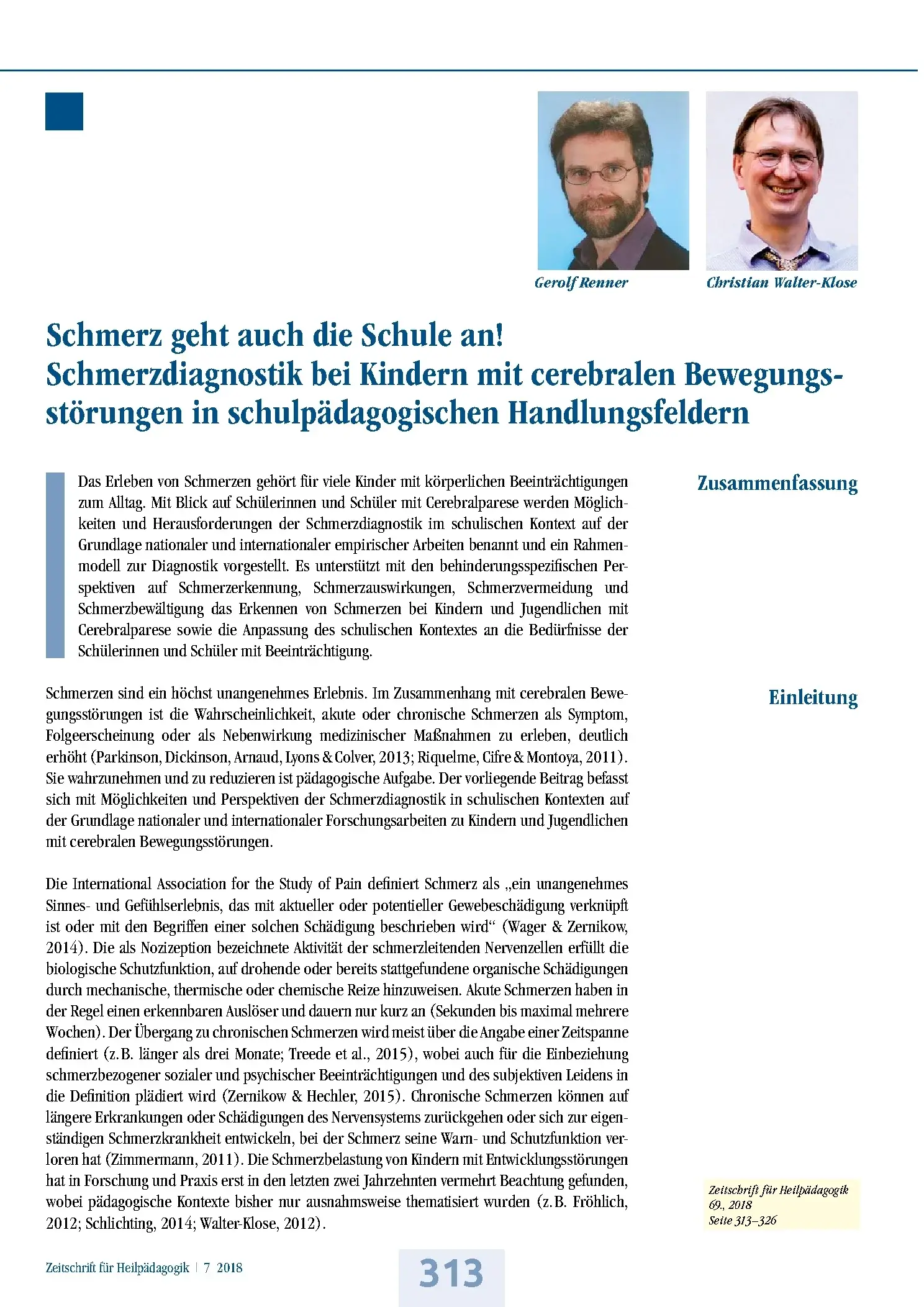 Zeitschrift für Heilpädagogik Artikel