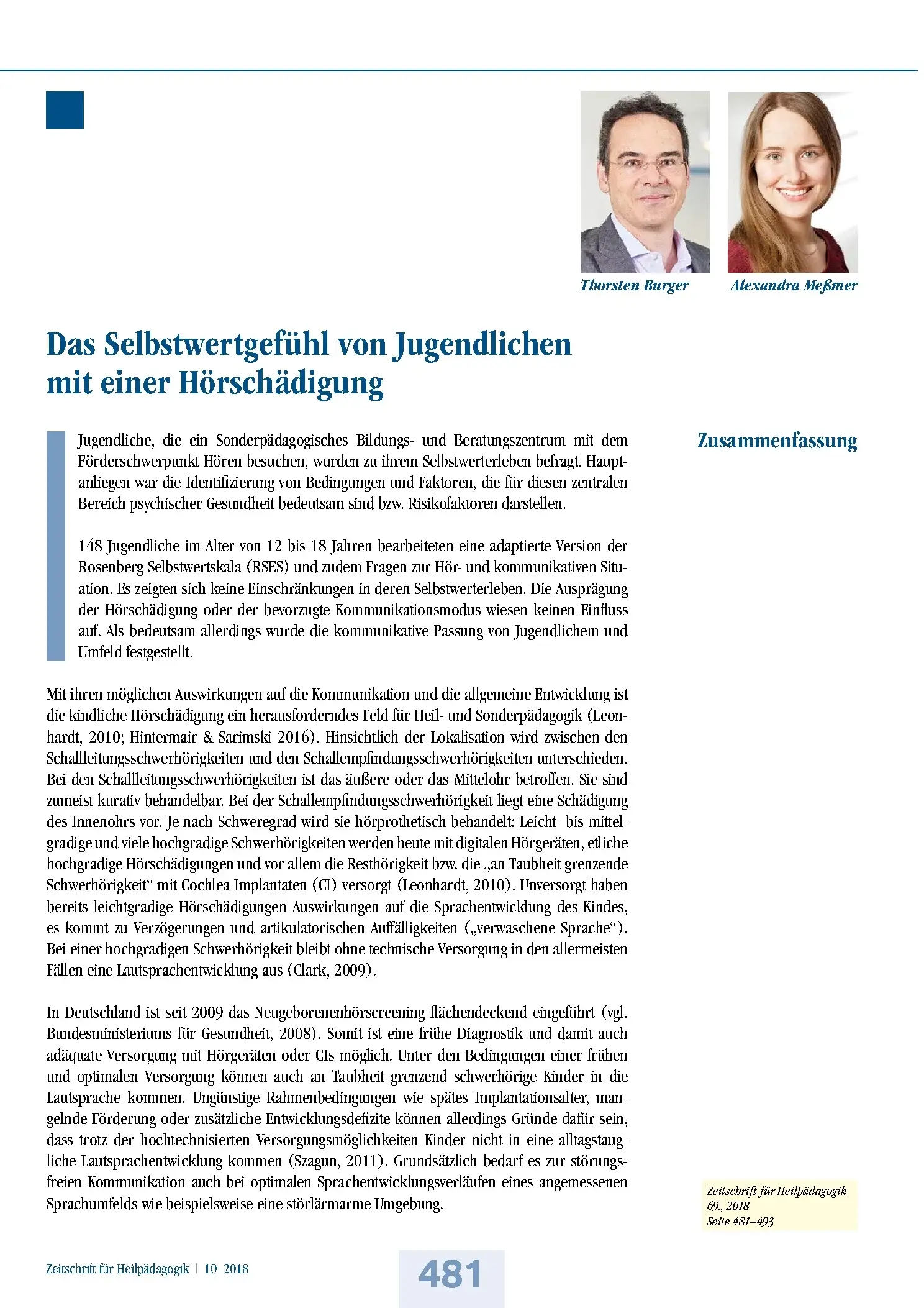 Zeitschrift für Heilpädagogik Artikel