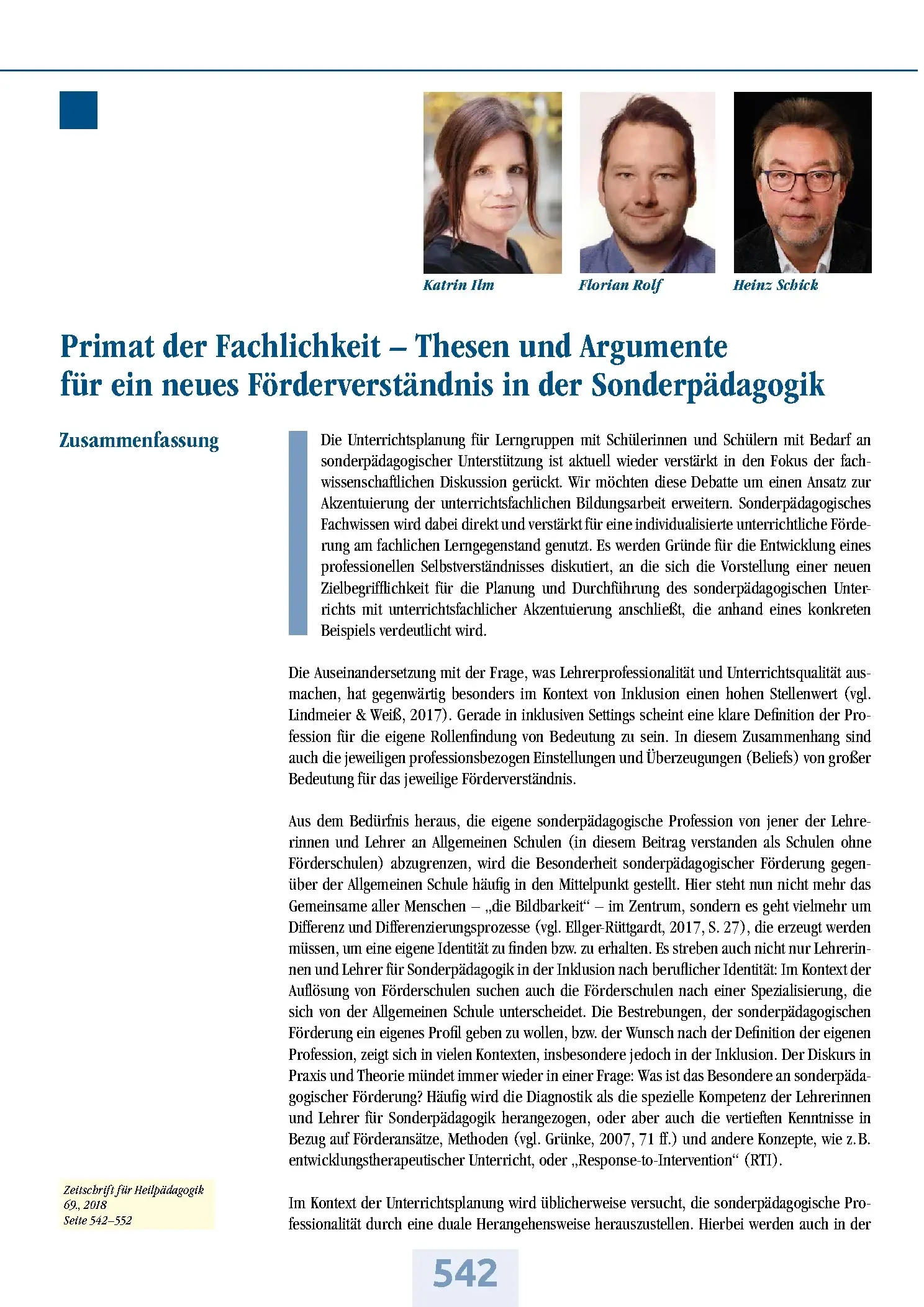 Zeitschrift für Heilpädagogik Artikel