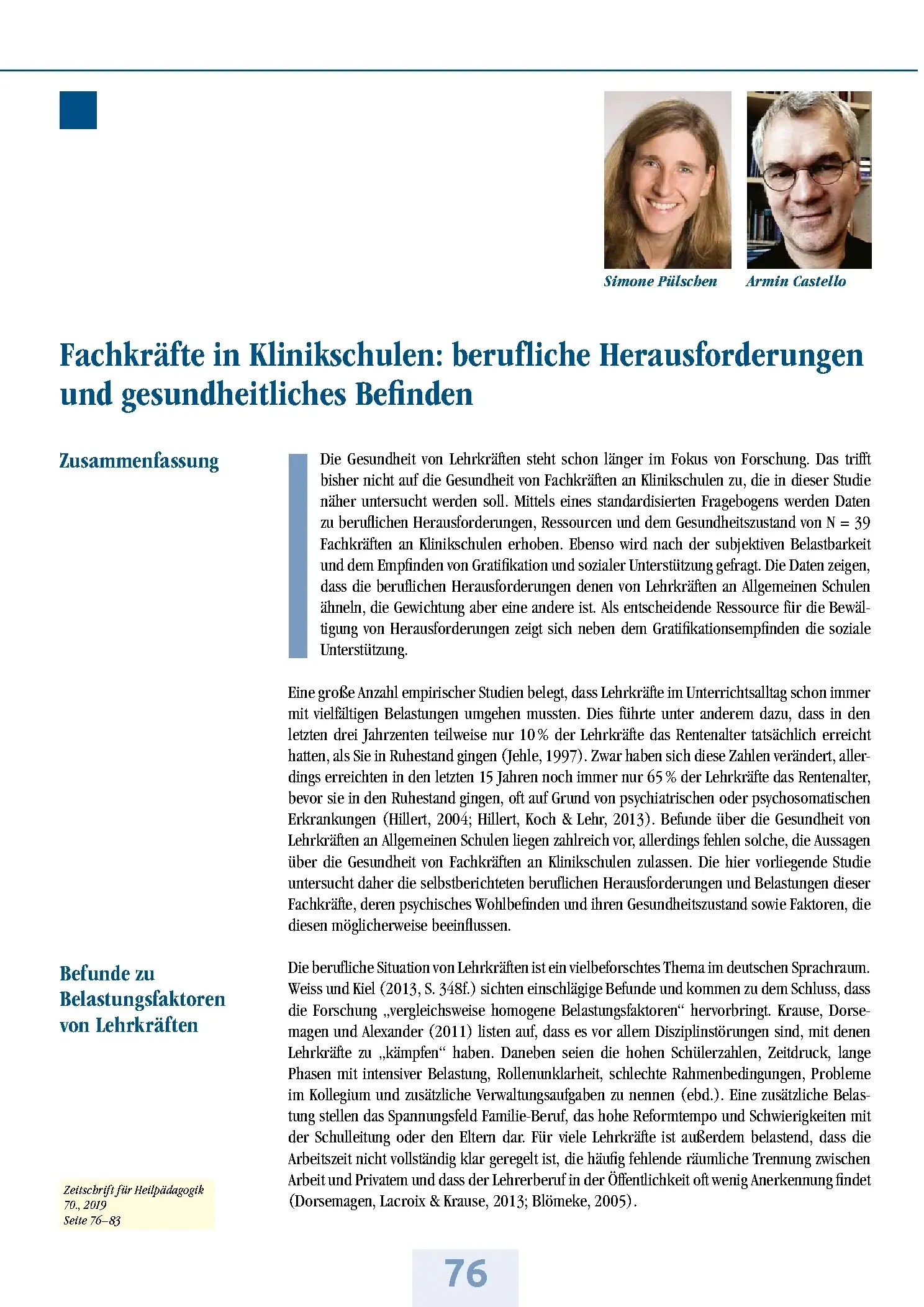 Zeitschrift für Heilpädagogik Artikel