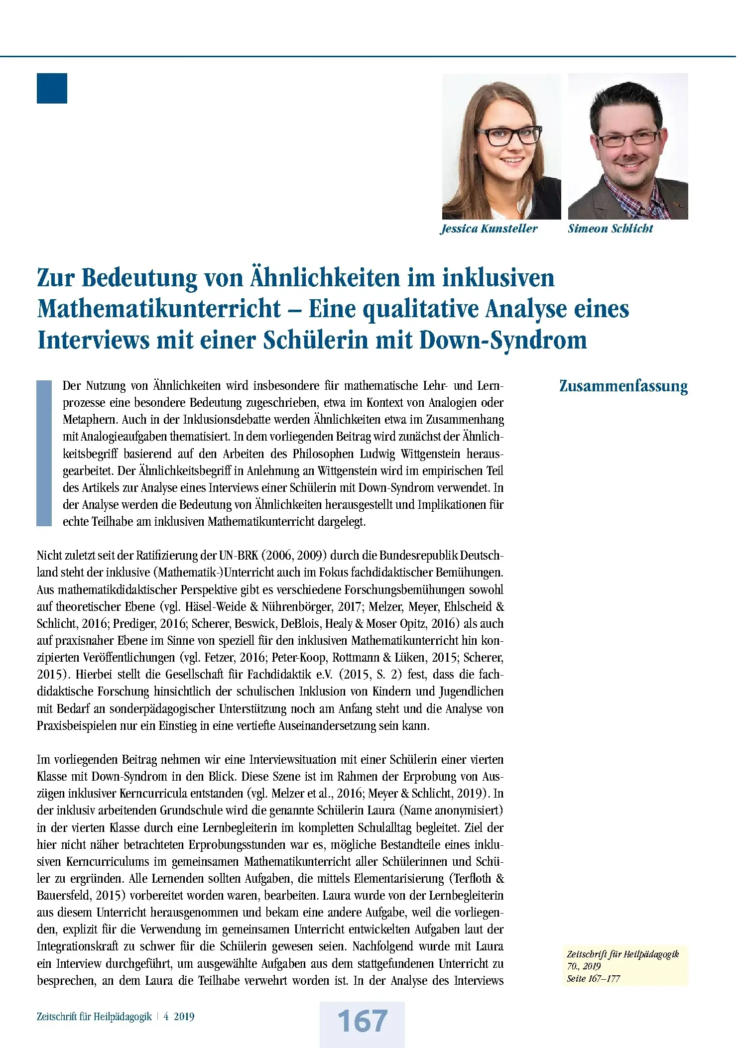 Zeitschrift für Heilpädagogik Artikel