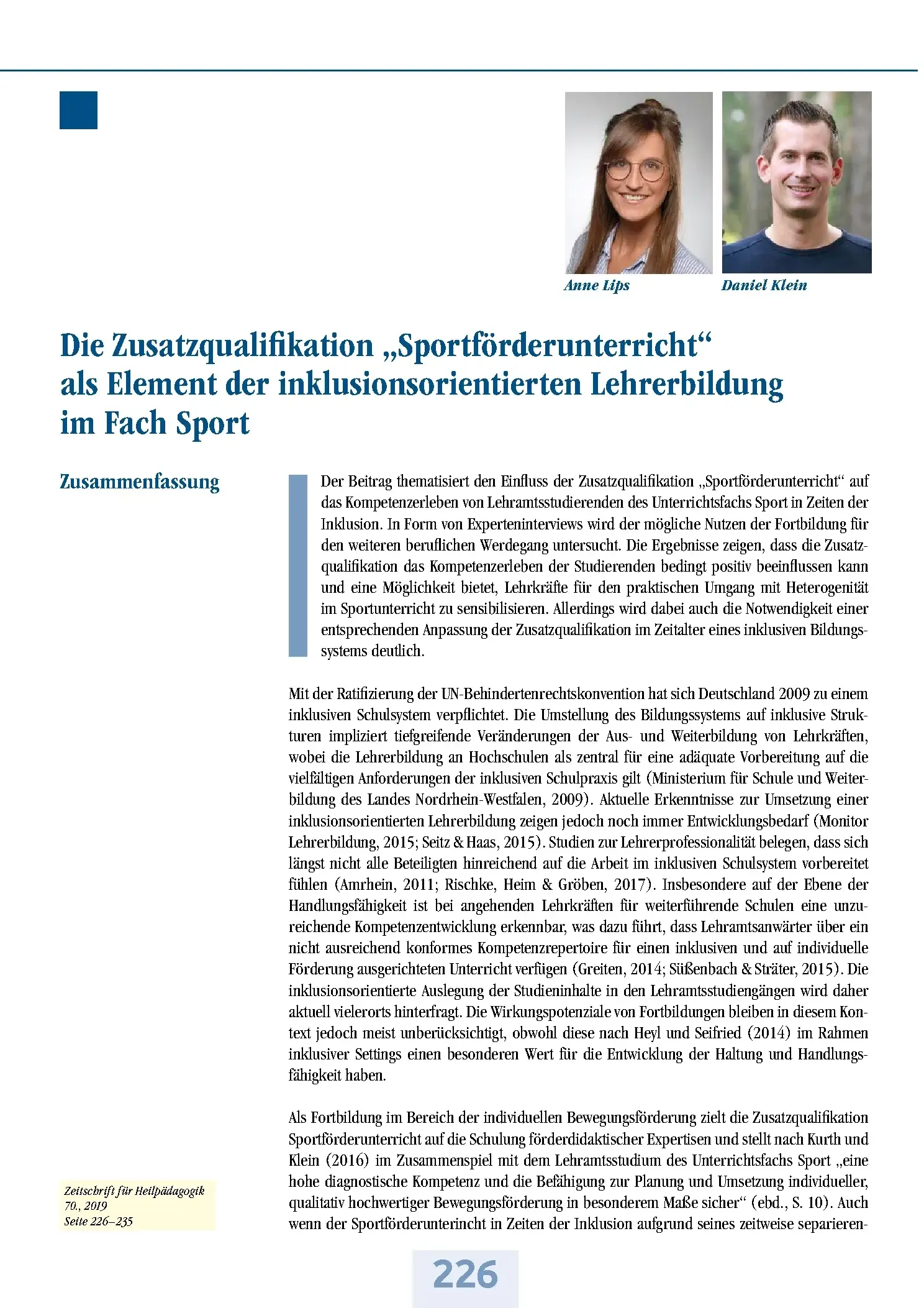 Zeitschrift für Heilpädagogik Artikel