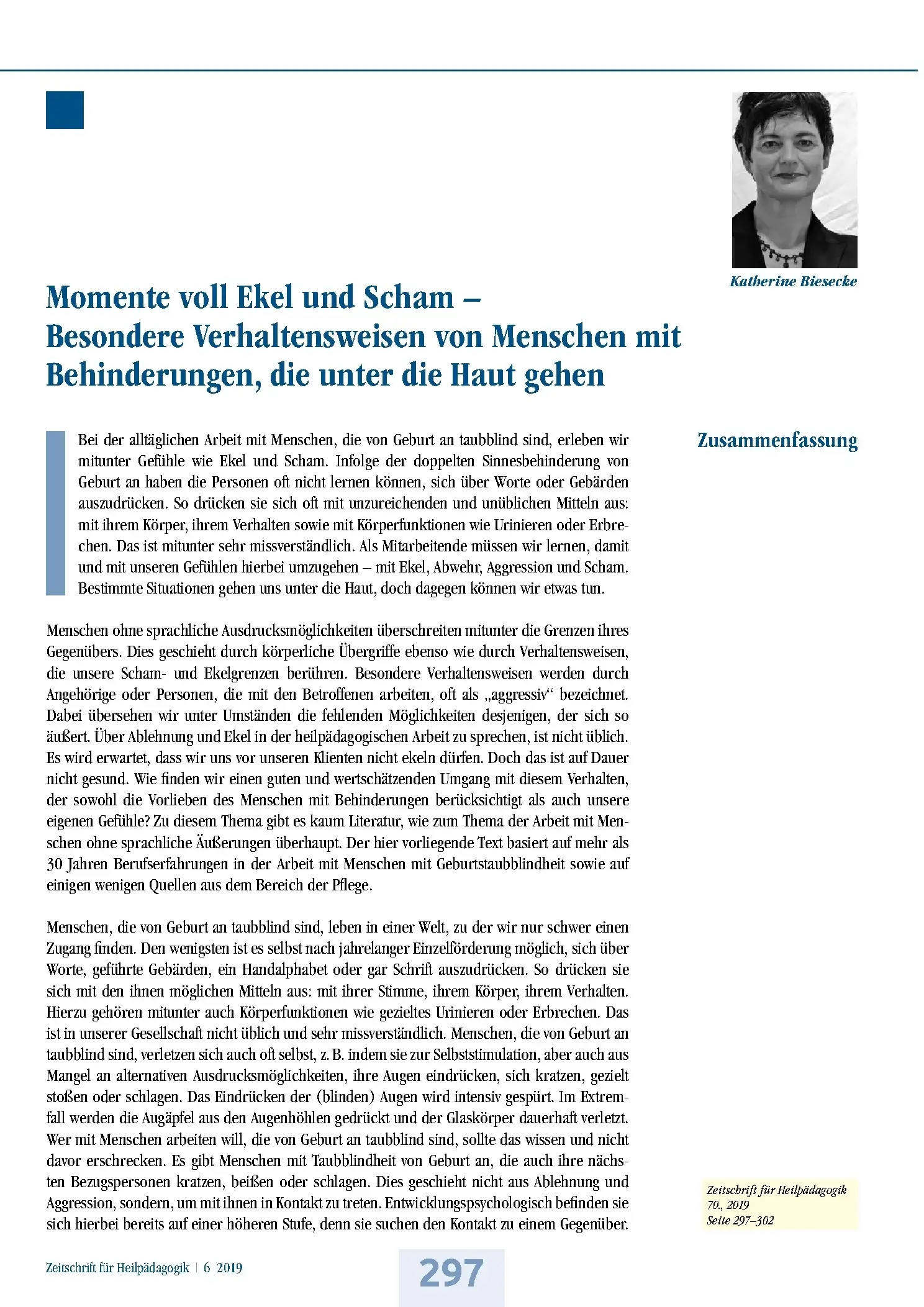 Zeitschrift für Heilpädagogik Artikel