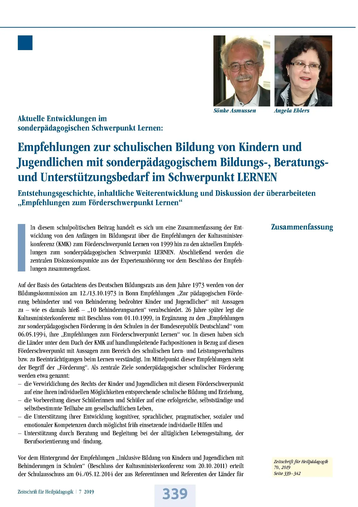 Zeitschrift für Heilpädagogik Artikel