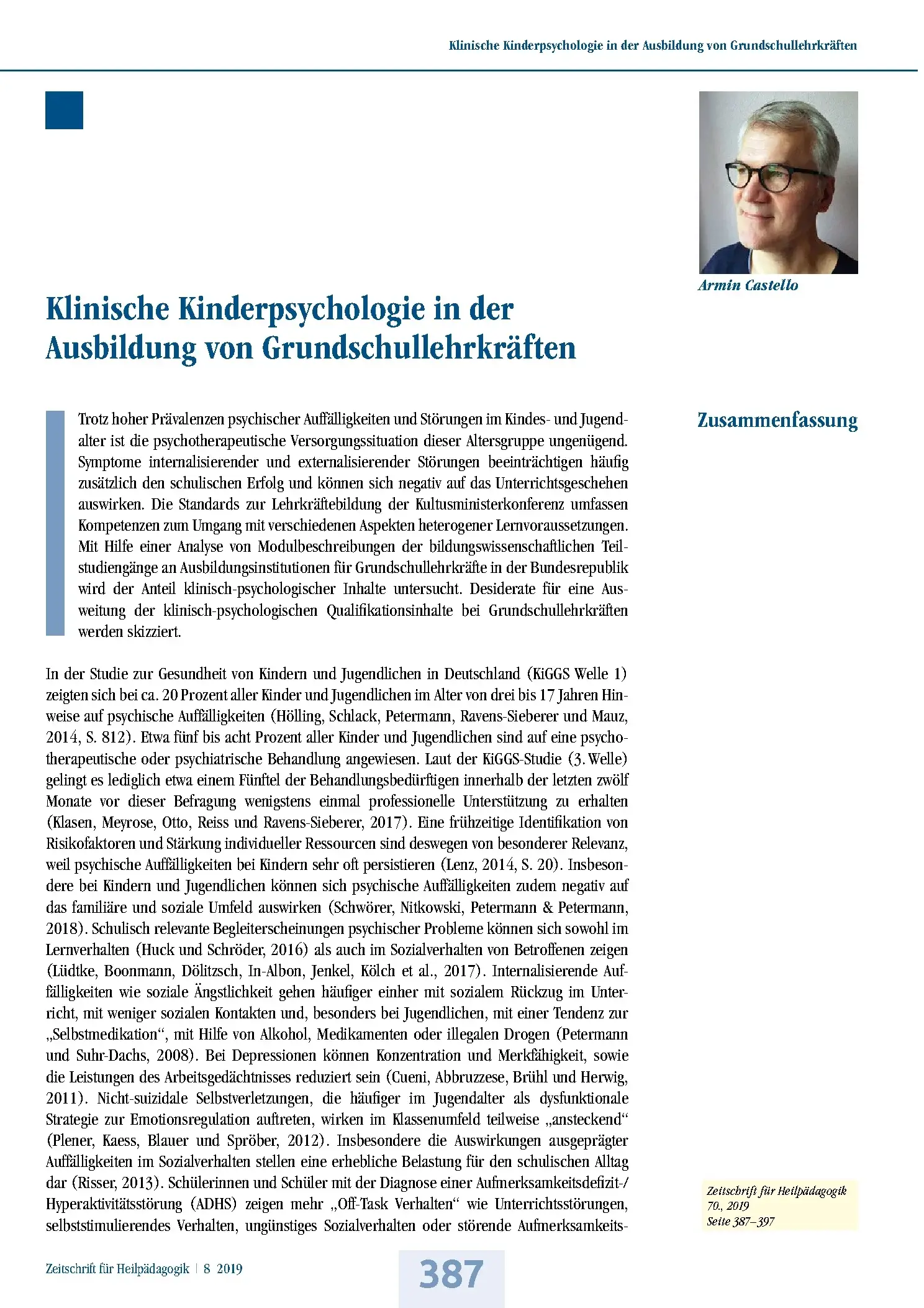 Zeitschrift für Heilpädagogik Artikel