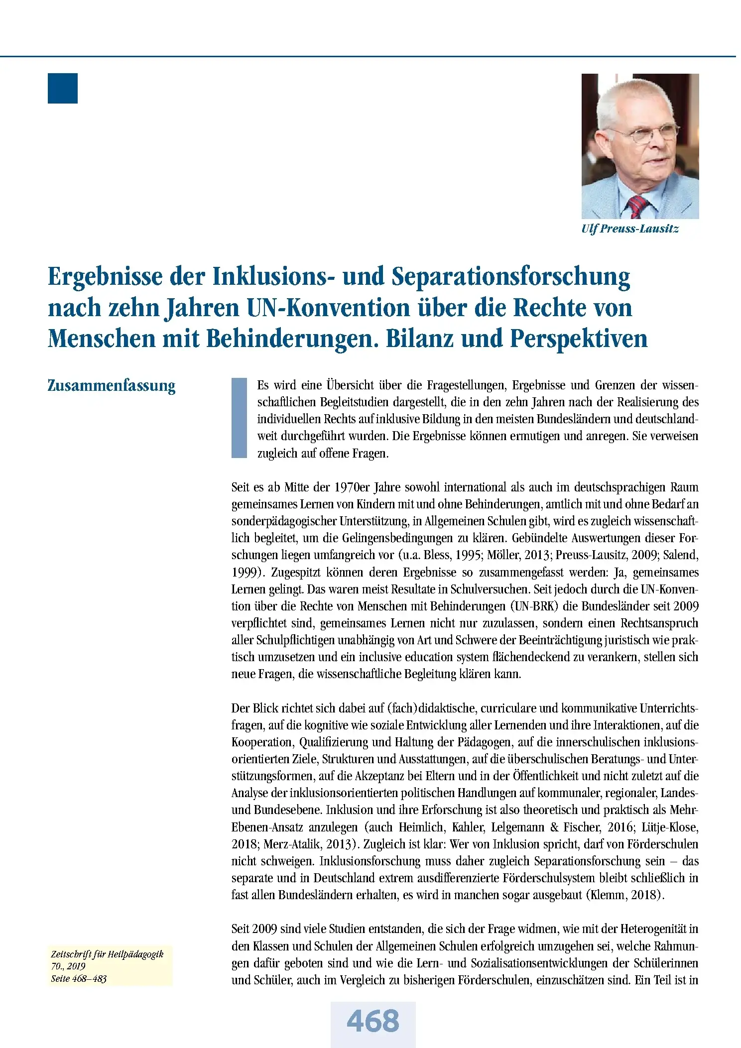 Zeitschrift für Heilpädagogik Artikel