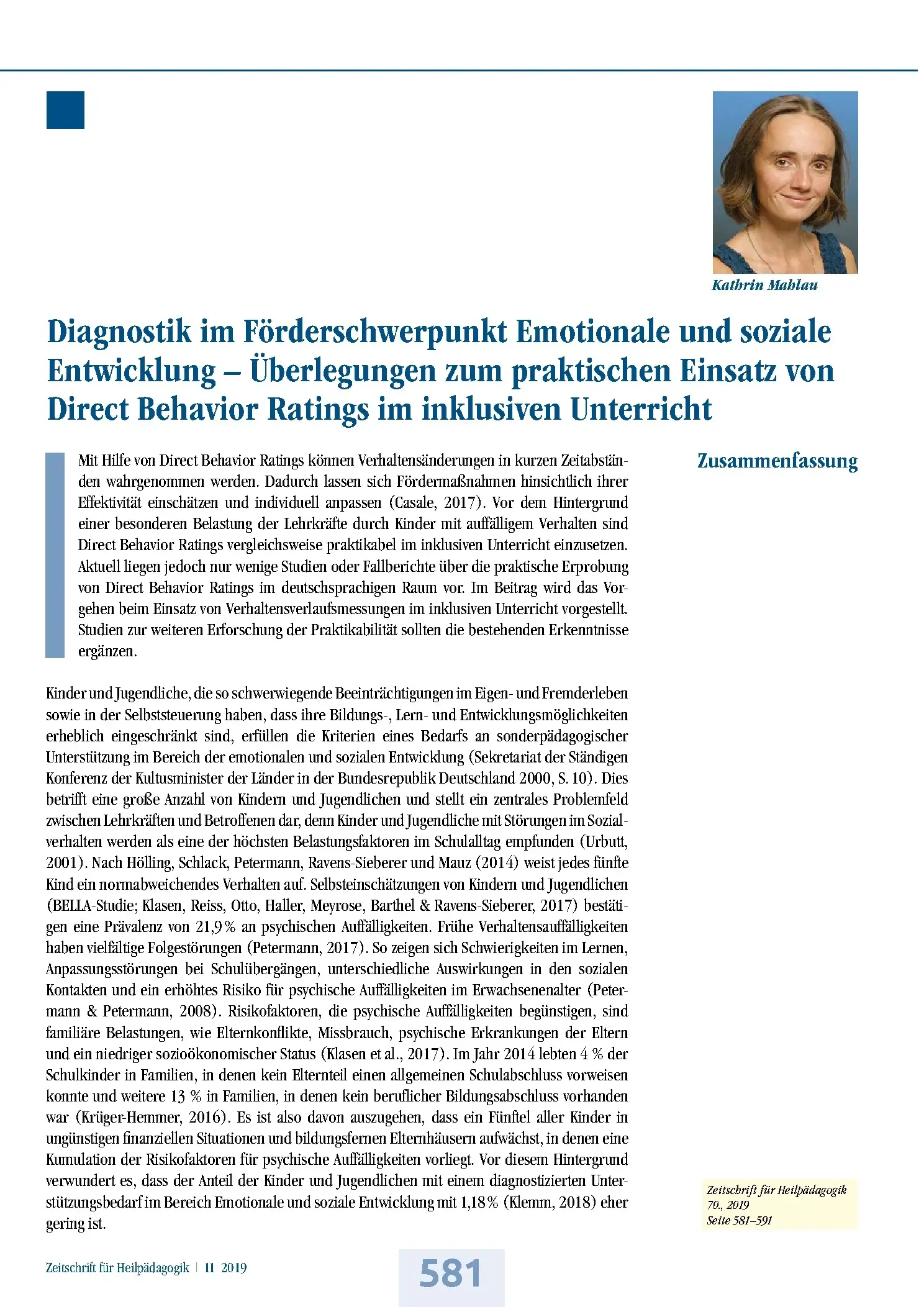 Zeitschrift für Heilpädagogik Artikel