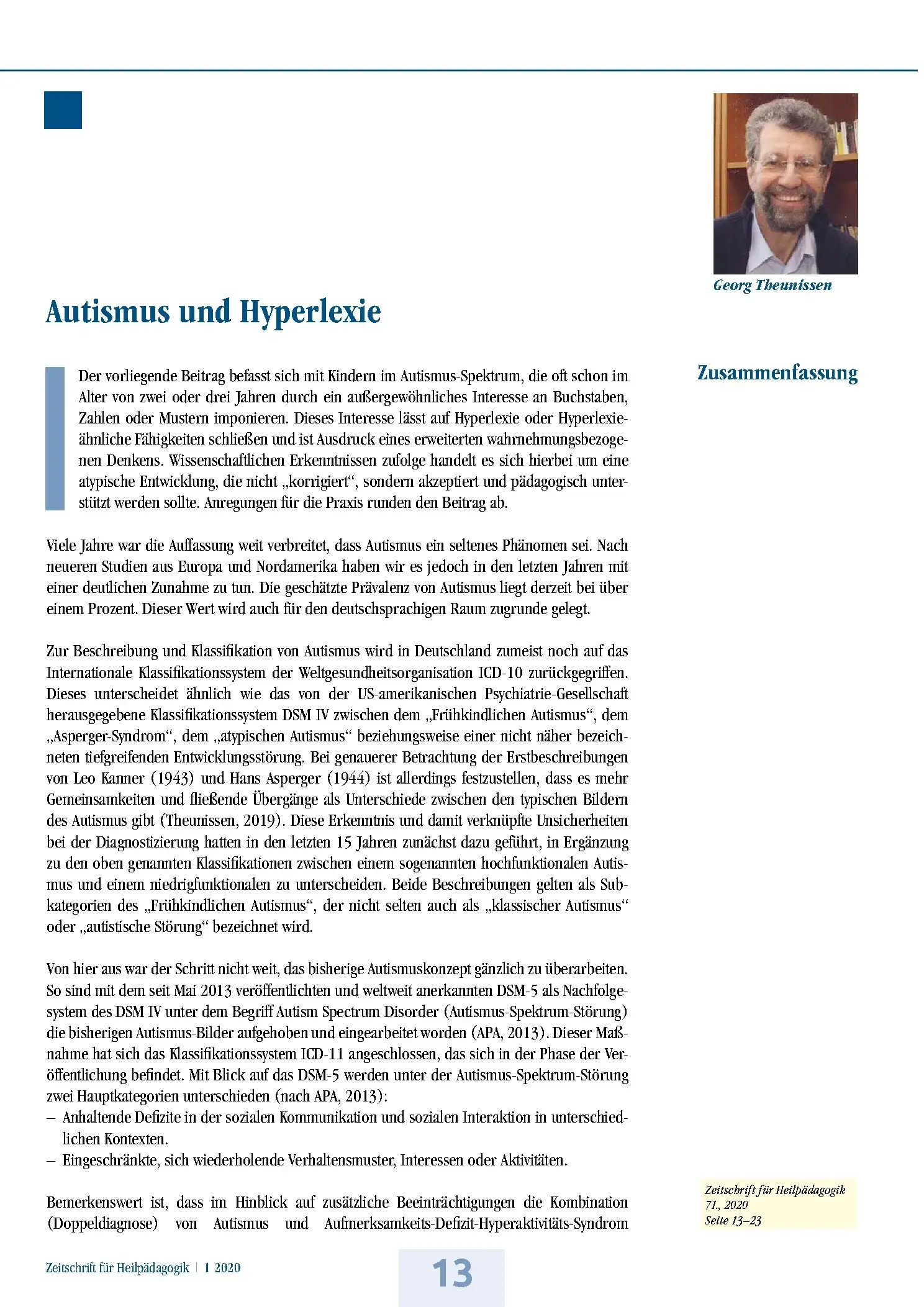 Zeitschrift für Heilpädagogik Artikel