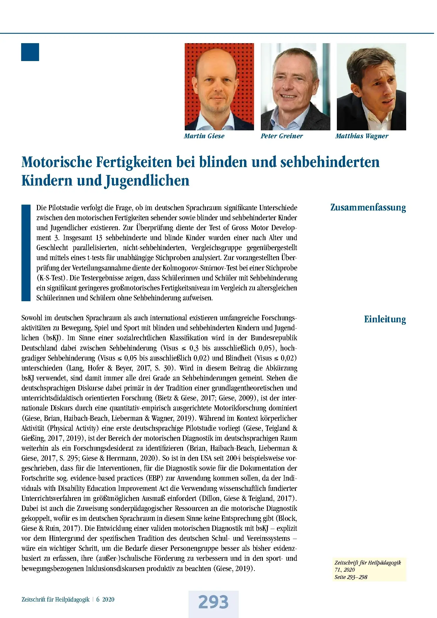 Zeitschrift für Heilpädagogik Artikel