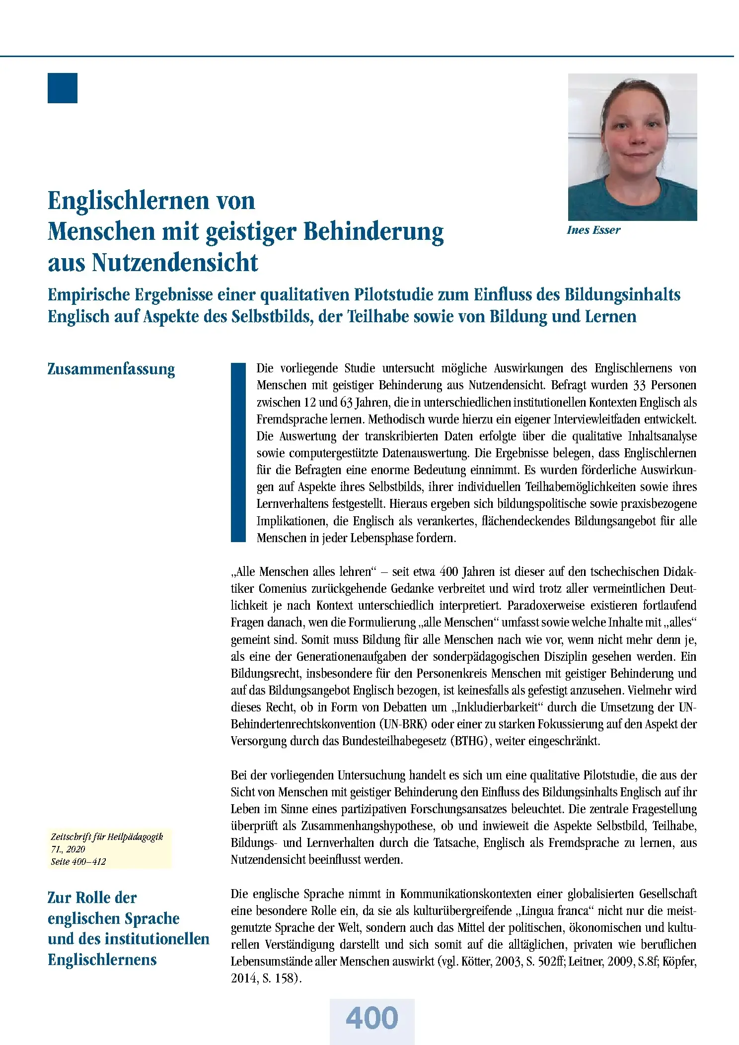 Zeitschrift für Heilpädagogik Artikel