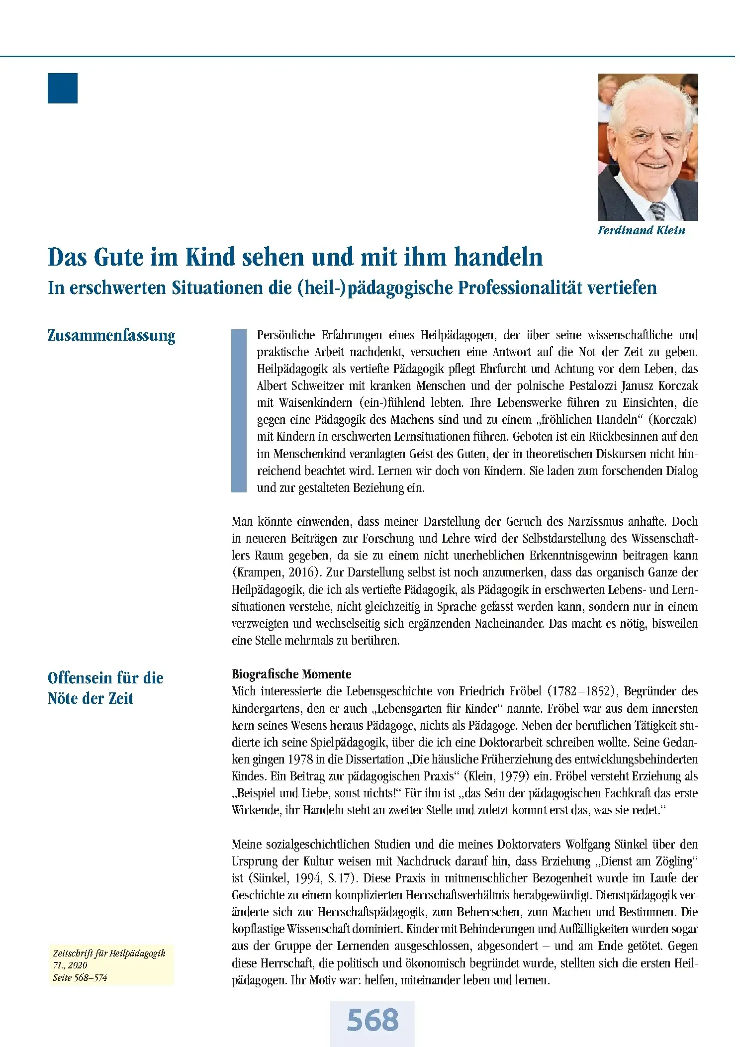 Zeitschrift für Heilpädagogik Artikel