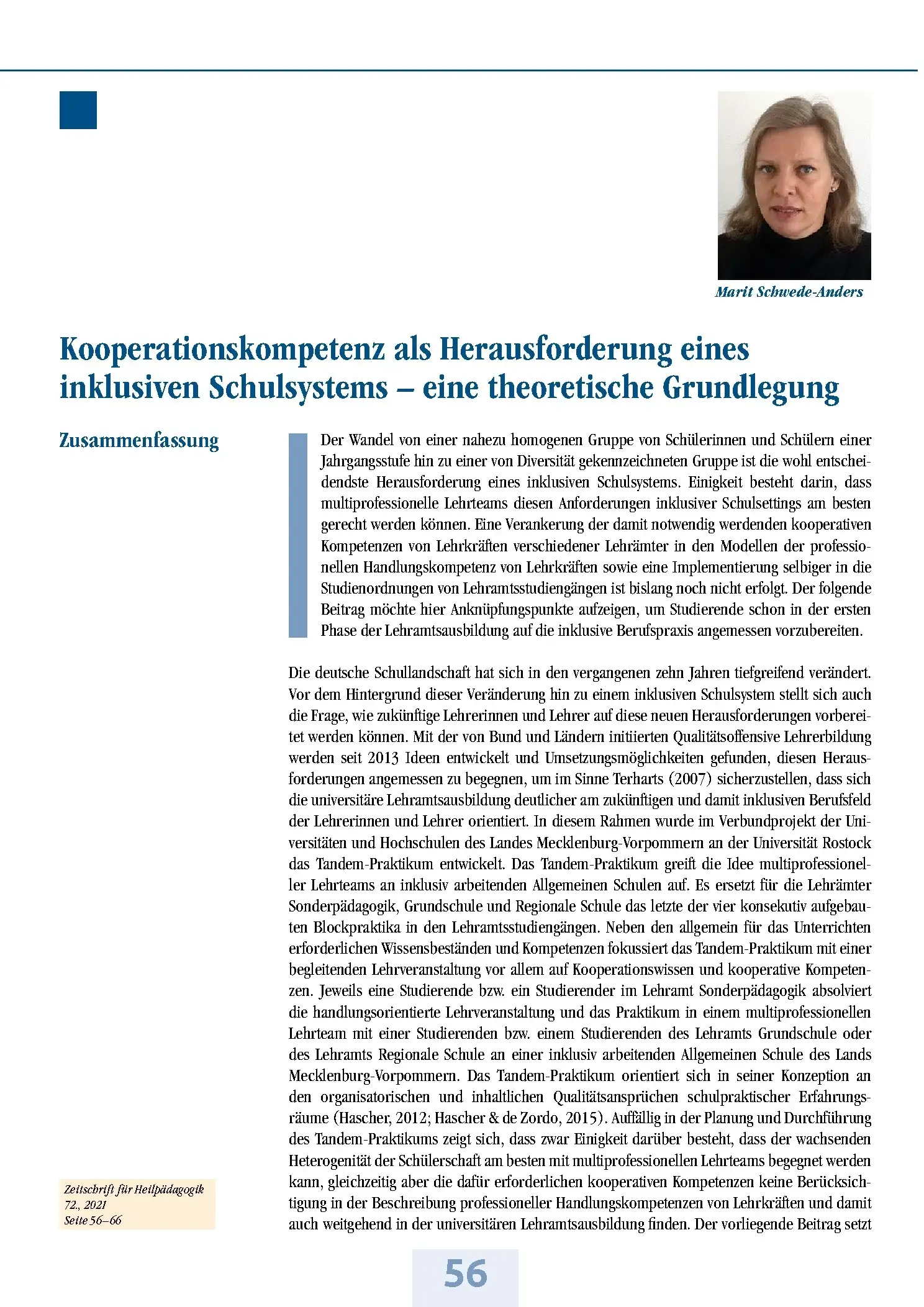 Zeitschrift für Heilpädagogik Artikel