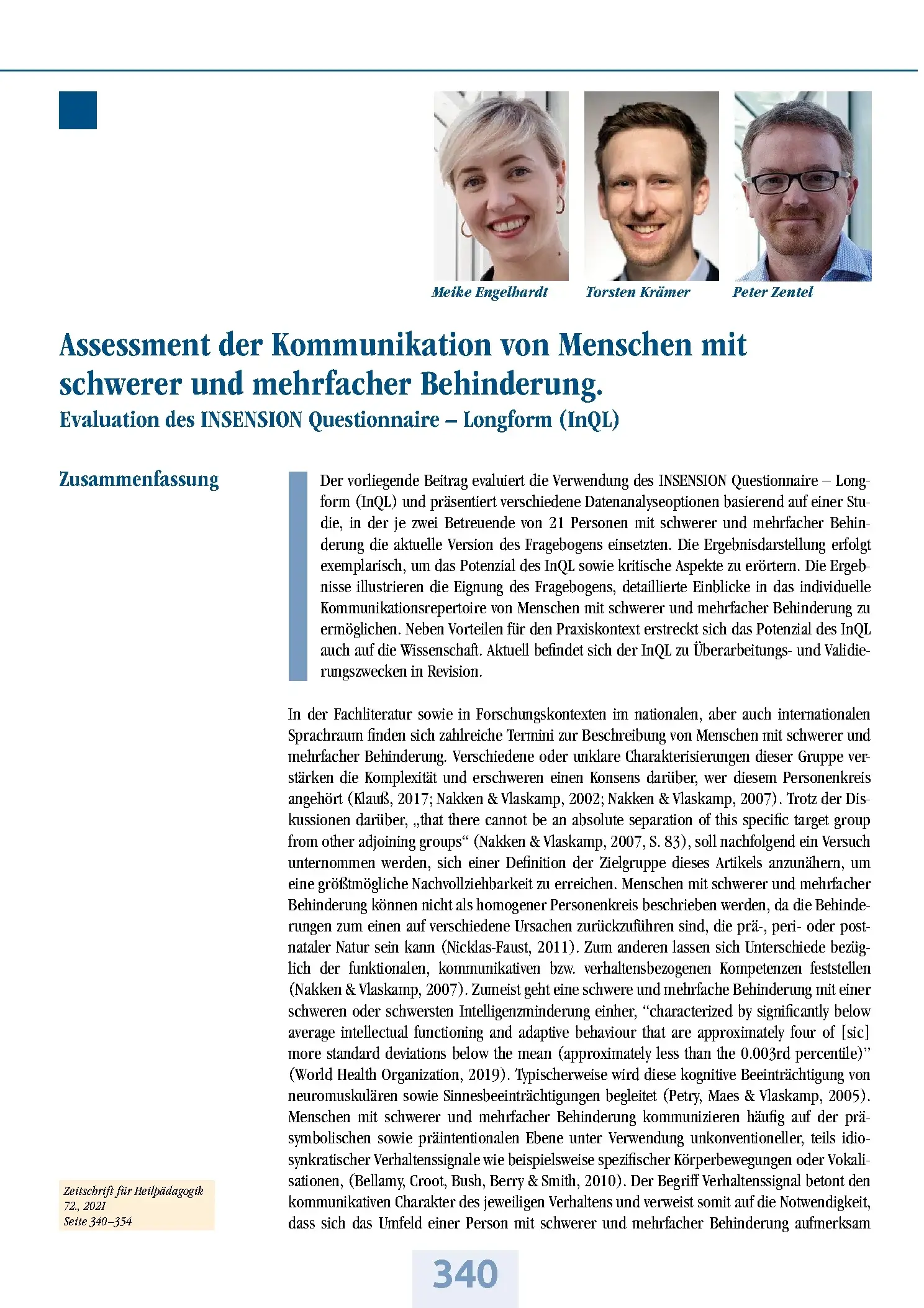 Zeitschrift für Heilpädagogik Artikel